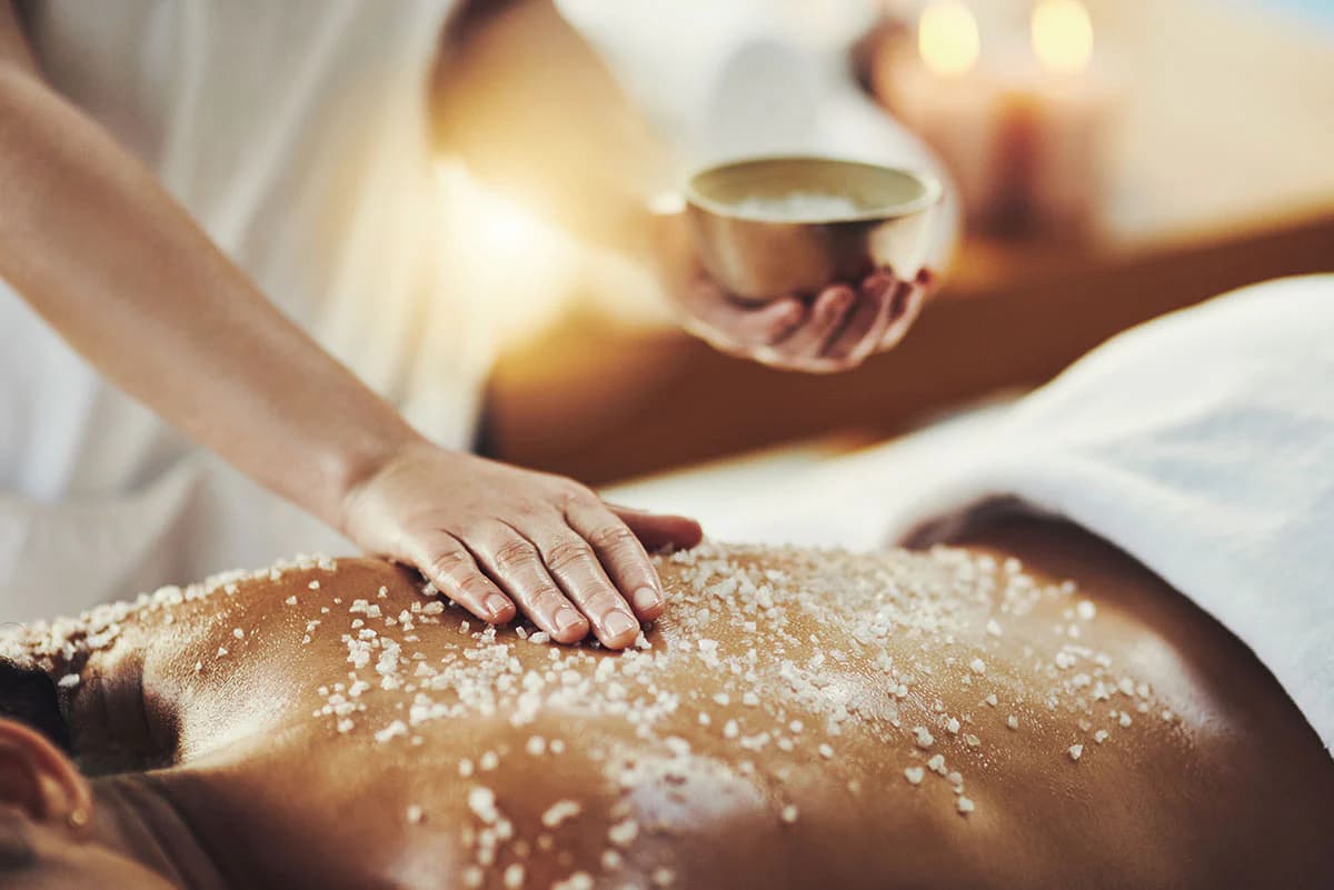 Woman receiving facial